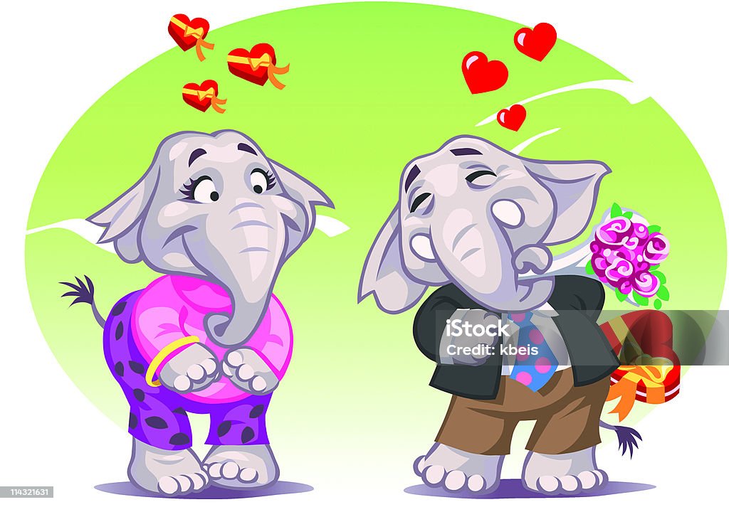 Elefanti in amore - arte vettoriale royalty-free di Abbigliamento elegante
