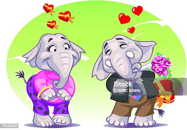 Elefanti In Amore - Immagini vettoriali stock e altre immagini di Abbigliamento elegante - Abbigliamento elegante, Amore, Animale