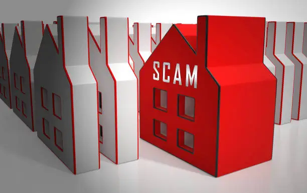 Photo of Property Scam Hoax Icon Depicting Mortgage Or Real Estate Fraud - 3d Illustration
