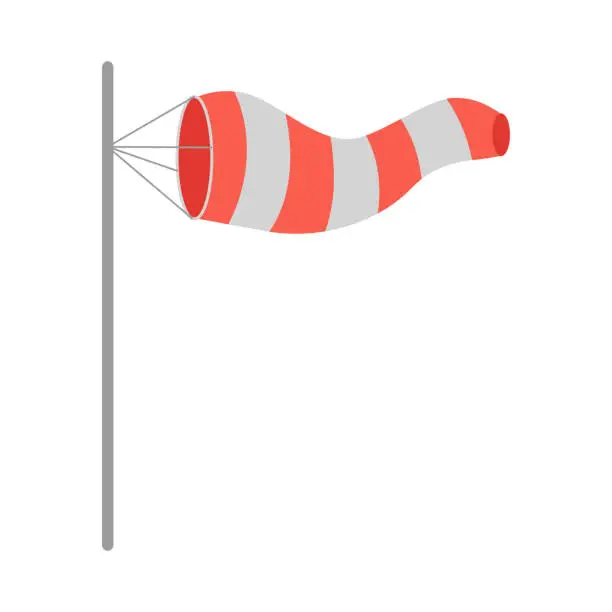 Vector illustration of Meteorology Windsock Inflated by Wind. Vector