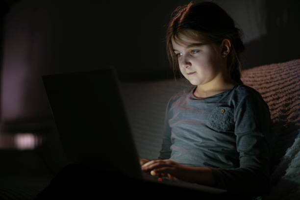 istock Smiling little girl using laptop 1143223614