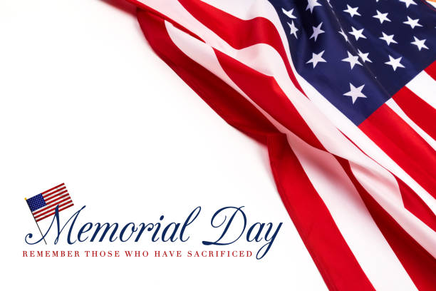 istock Text Memorial Day on American flag background - Image 1143224097