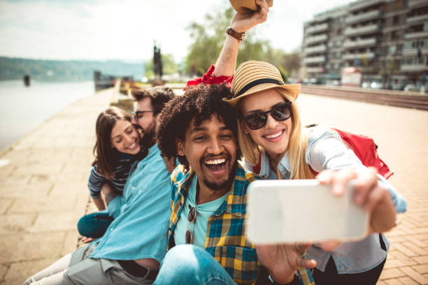 istock Group of friends making selfie 1143225167