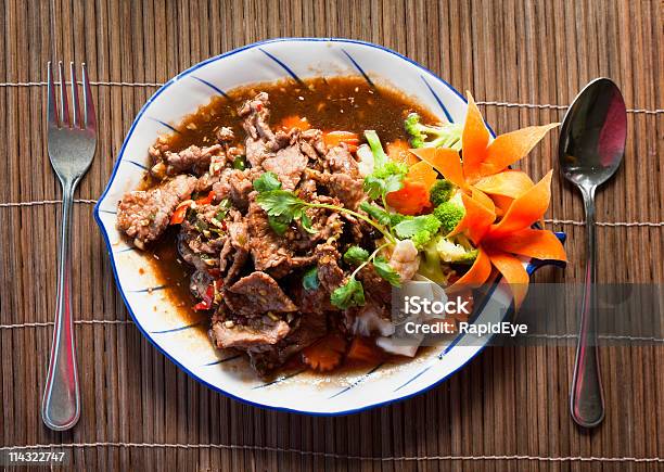 Thai Curry Angry Beef Stock Photo - Download Image Now - Beef, Thai Culture, Bamboo - Material