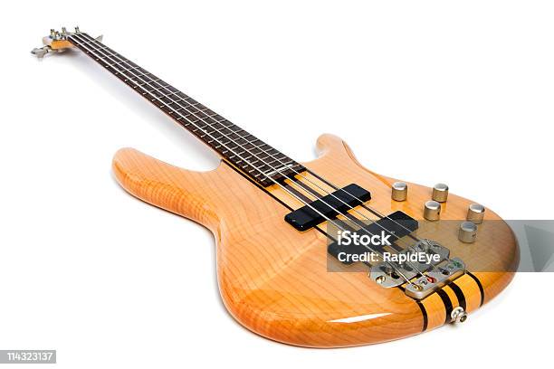 Modern Bass Guitar Stock Photo - Download Image Now - Bass Guitar, Electric Guitar, White Background
