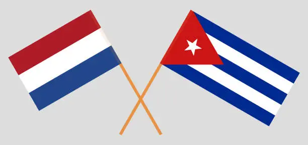 Vector illustration of Cuba and Netherlands. The Cuban and Netherlandish flags. Official colors. Correct proportion. Vector