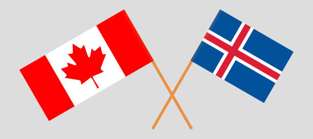 istock Iceland and Canada. The Icelandic and Canadian flags. Official colors. Correct proportion. Vector 1143231560