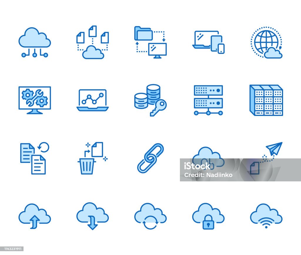Cloud data storage line icons set. Database, information storage, server center, global network, backup, download vector illustrations. Technology thin signs. Pixel perfect 64x64. Editable Strokes Cloud data storage line icons set. Database, information storage, server center, global network, backup, download vector illustrations. Technology thin signs. Pixel perfect 64x64. Editable Strokes. Cloud Computing stock vector