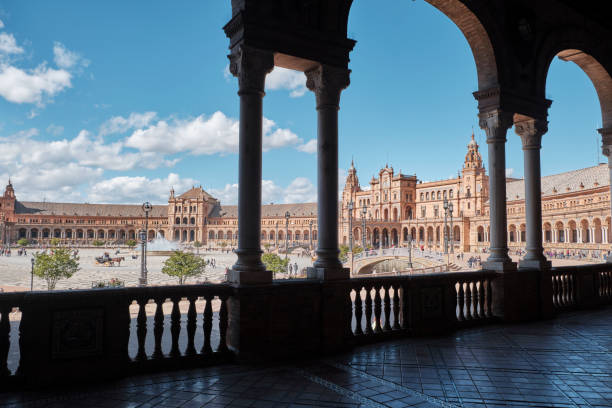 istock Andalisia Seville's main square Plaza de Espana Spain. blue decorative ceramic element. 1143233688