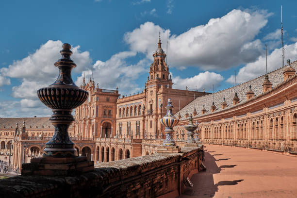 istock Andalisia Seville's main square Plaza de Espana Spain. blue decorative ceramic element. 1143234221