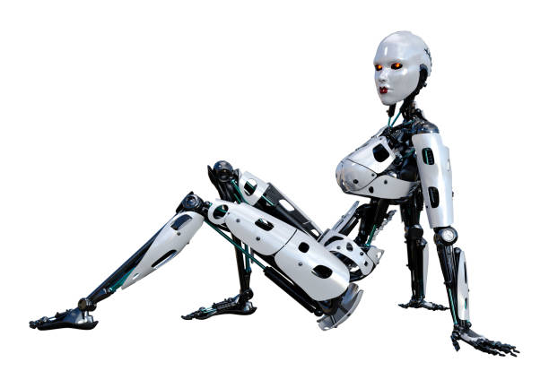 istock 3D illustration female robot on white 1143234861