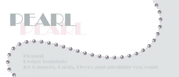 ilustraciones, imágenes clip art, dibujos animados e iconos de stock de elegante plantilla con cadena de perlas. diseño para banners, tarjetas, invitación de boda. - vector love jewelry pearl