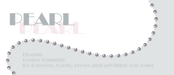 ilustrações de stock, clip art, desenhos animados e ícones de elegant template with pearl string. design for banners, cards, wedding invitation. - vector love jewelry pearl