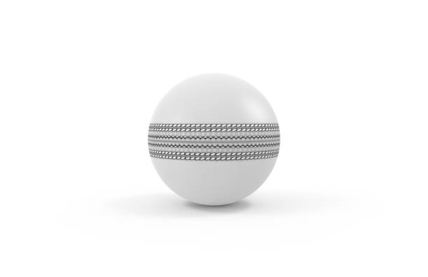 White shiny cricket ball for one day international match on isolated white background, 3d illustration stock photo