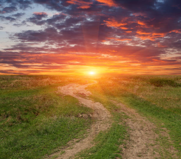 istock dirt road in evening steppe 1143236198