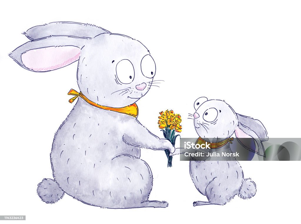 Easter is coming Watercoloured illustrations Animal stock illustration