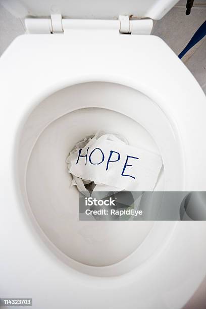 Hope Goes Down The Toilet Stock Photo - Download Image Now - Color Image, Concepts, Depression - Sadness