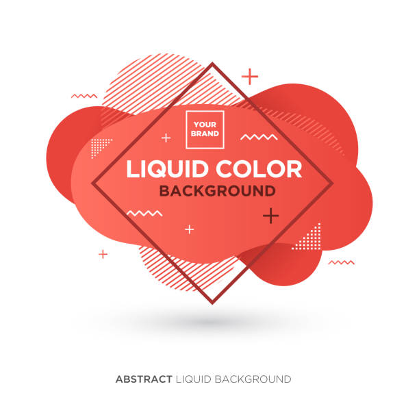 Abstract Liquid Living Coral Color Banner with line Frame and Brand Placing Logo vector art illustration