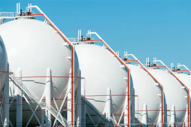Photo of LPG gas storage sphere tanks