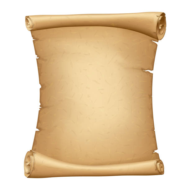 kuvapankkikuvitukset aiheesta vanha paperikäärö. pystysuora pergamentti. muinainen vuosikertapapyrus. yksityiskohtainen pahvinen nauha - kirjakäärö