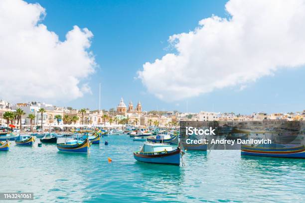 Marsaxlokk Harbor Malta Stock Photo - Download Image Now - Malta, Marsaxlokk, City