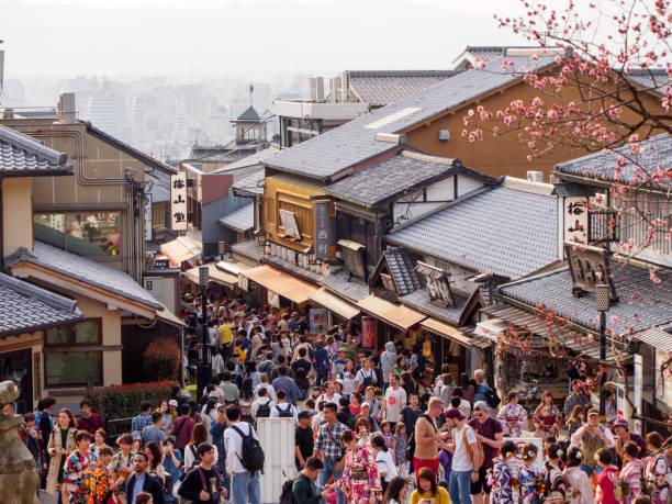 Aerial view of Higashiyama district, Kyoto, Japan stock photo