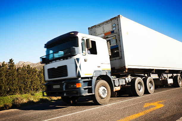 istock Blank truck with motion blur 114324426