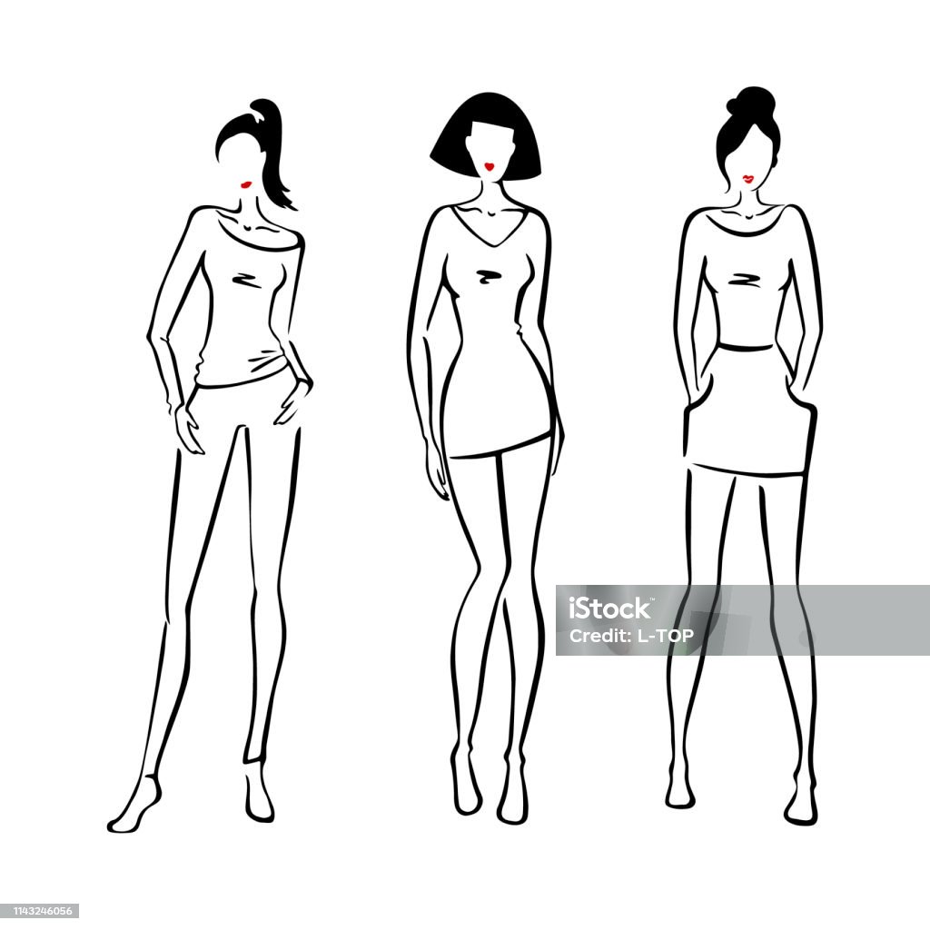 Ilustración de Tres Mujeres Dibujadas A Mano Chicas De Moda Bosquejo Ilustración Vectorial más Vectores Libres de Derechos de Mujeres - iStock