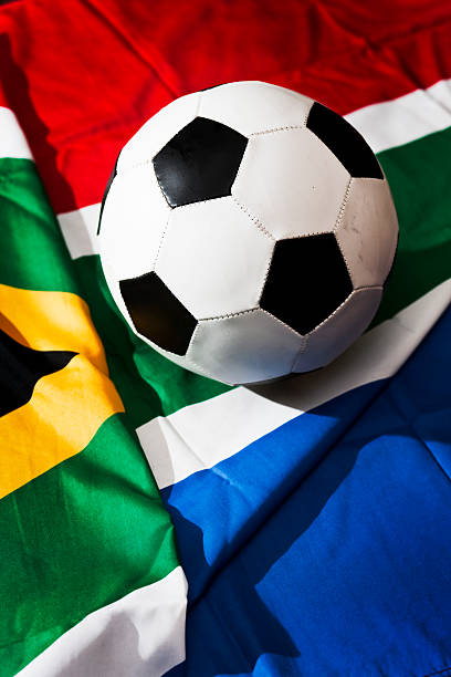 istock Soccer ball and South African flag for 114324609