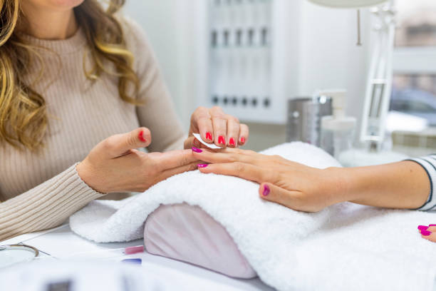 istock Women hands receiving a manicure 1143246171