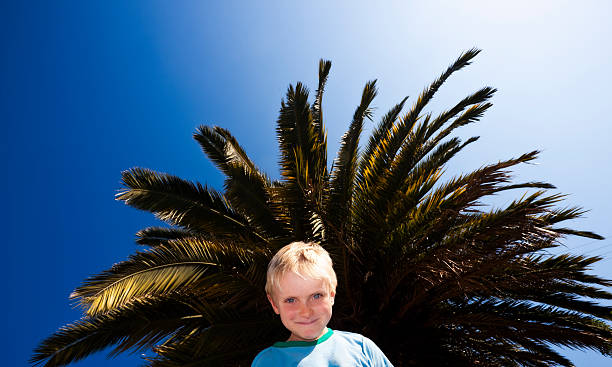 boy fooling around outdoors