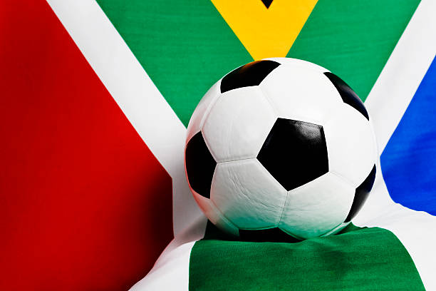 istock Soccer ball and South African flag for 114324873