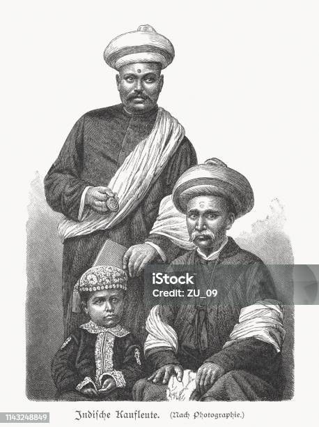 Indian Merchants Wood Engraving Published In 1897 Stock Illustration - Download Image Now