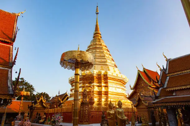 Photo of wat Phra That Doi Suthep Buddhist temple in Chiang Mai, Thailand