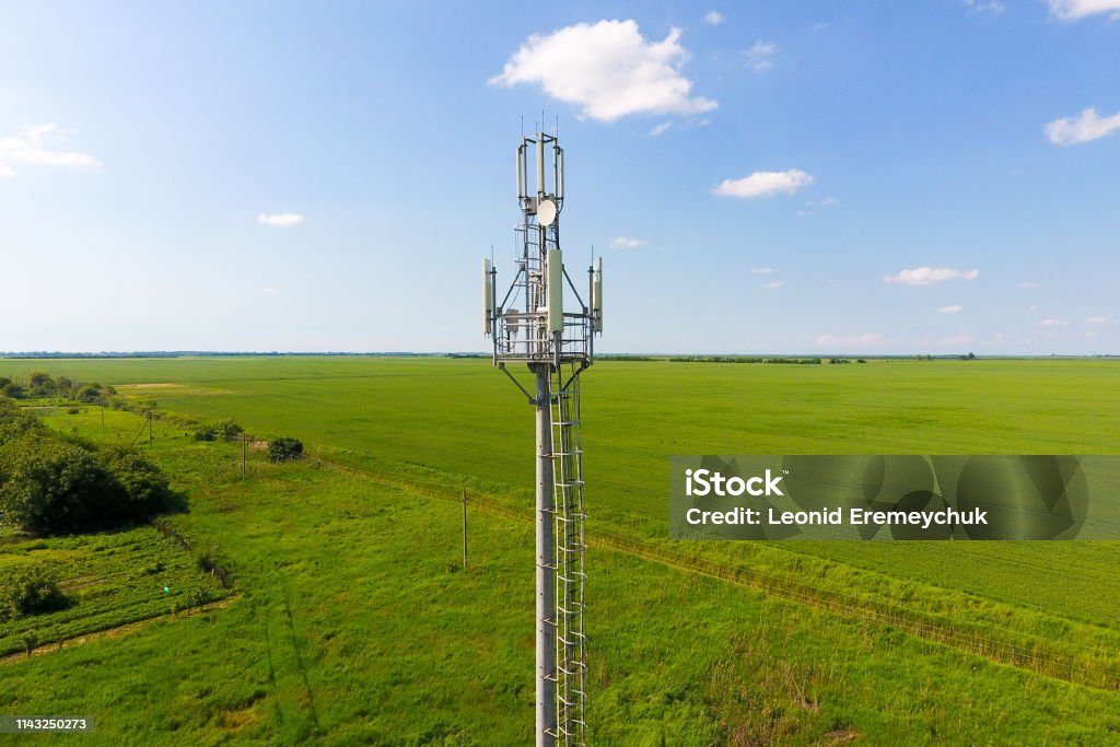 Cellular tower. Equipment for relaying cellular and mobile signal Cellular tower. Equipment for relaying cellular and mobile signal. Animal Harness Stock Photo