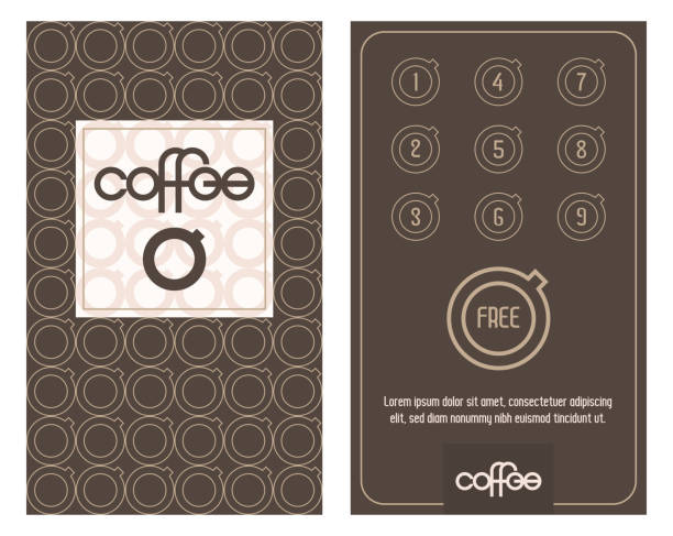 karta do kawy. karta pozioma z programem lojalnościowym dla klientów kawiarni, domów kawowych itp. - caffee stock illustrations