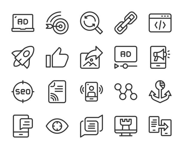 Digital Marketing - Line Icons Digital Marketing Line Icons Vector EPS File. anchor chain stock illustrations