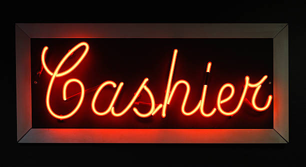 istock Cashier sign in neon 114325608