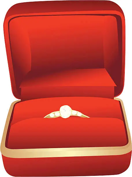 Vector illustration of Red Jewelry Box with Ring