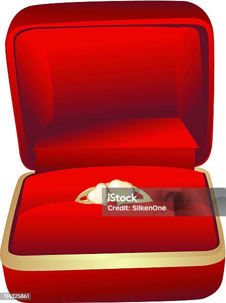 Czerwone Pudełko Na Biżuterię Z Serca Pierścień - Stockowe grafiki wektorowe i więcej obrazów Pierścionek zaręczynowy - Pierścionek zaręczynowy, Pudełko, Akcesorium osobiste