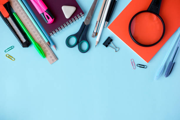 istock School supplies on blue background 1143261117