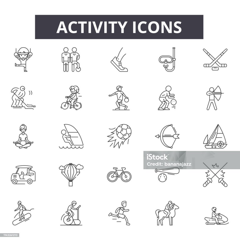 Vector Activité Icônes De Ligne Dactivité Ensemble De Signes Vecteur Concept De Contour ...