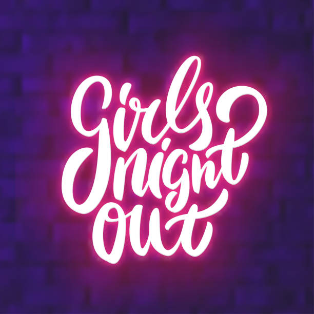 Girls night out. Bachelorette party vector banner. Girls night out. Bachelorette party vector banner. Vector hand drawn illustration. ladies night stock illustrations