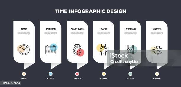 Time Related Line Infographic Design Stock Illustration - Download Image Now - Watch - Timepiece, Alarm, Business