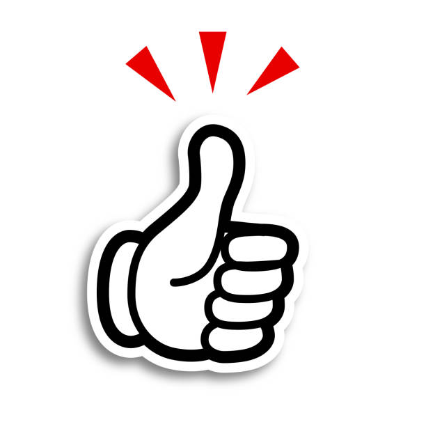 hand cartoon-stil icon-gut - thumbs up stock-grafiken, -clipart, -cartoons und -symbole