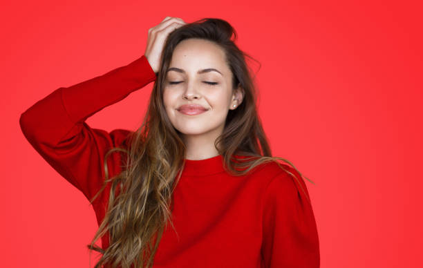 istock Lovely female with closed eyes 1143265974