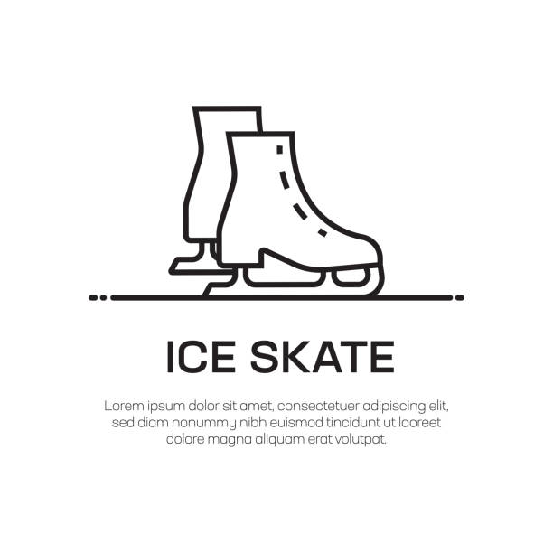 ikona linii wektorowej w łyżwach - prosta cienka ikona linii, najwyższej jakości element designu - ice skating ice skate ice hockey ice stock illustrations