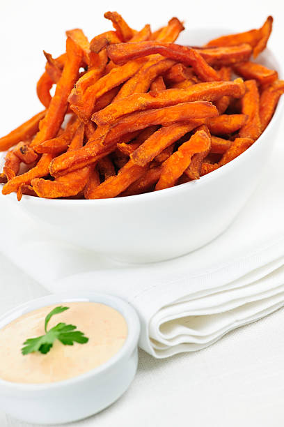 istock Sweet potato fries with sauce 114327246