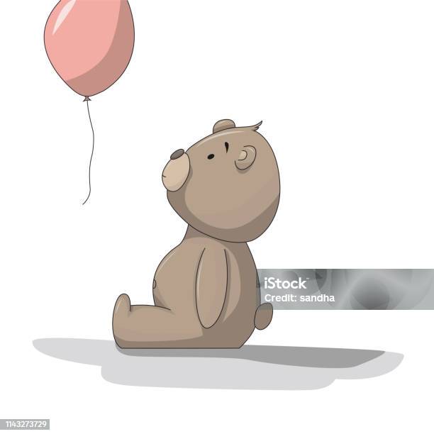 Teddy Bear Vector Illustration Stock Illustration - Download Image Now - Teddy Bear, Animal, Balloon