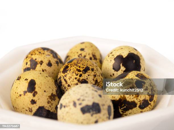 Quail Egg On White Background Stock Photo - Download Image Now - Animal, Backgrounds, Beige